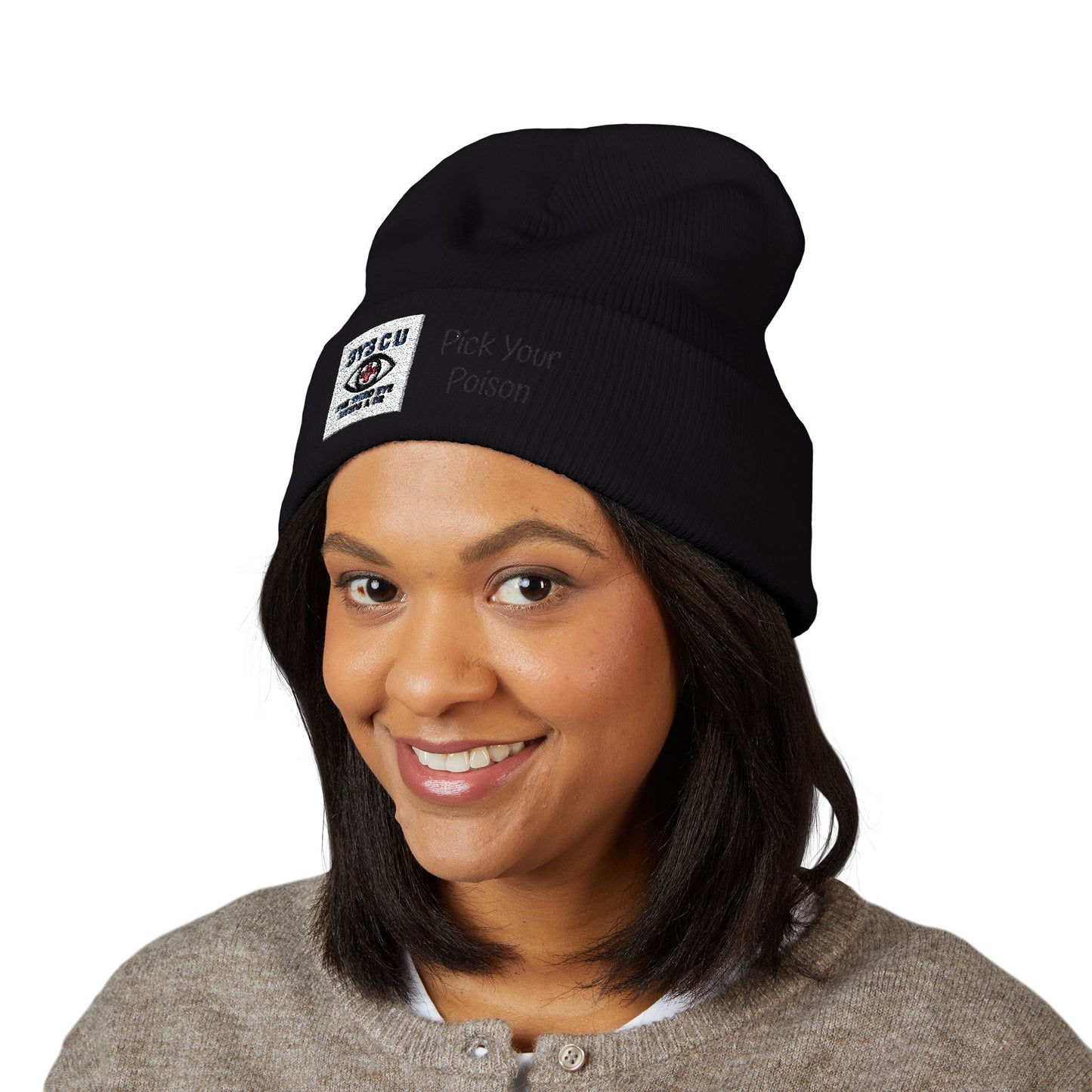X. Pick Your Poison Black Beanie (Embroidery)