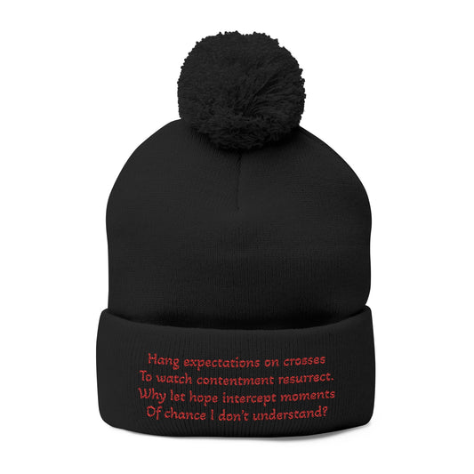 Y. Hang Expectations Pom-Pom Knit Cap (Embroidery)