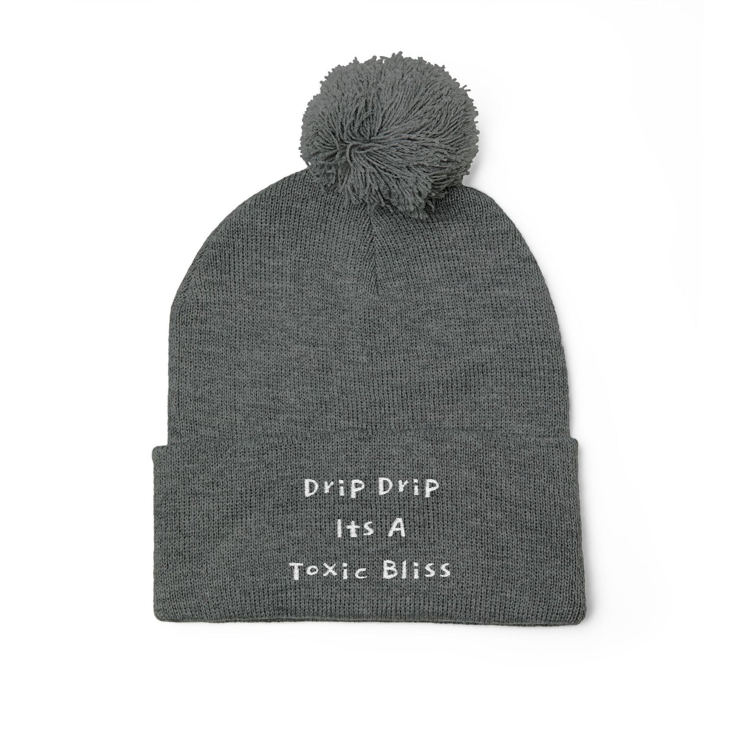 Y. Drip Drip White Pom-Pom Knit Cap (Embroidery)