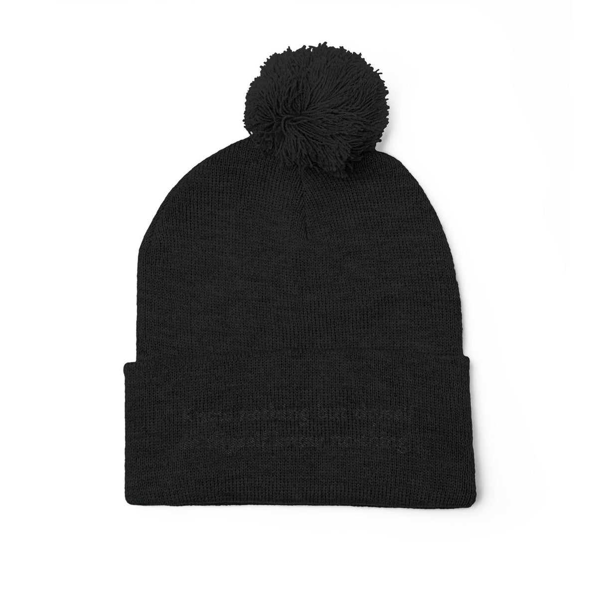 W. Know Nothing Black Pom-Pom Knit Cap (Embroidery)