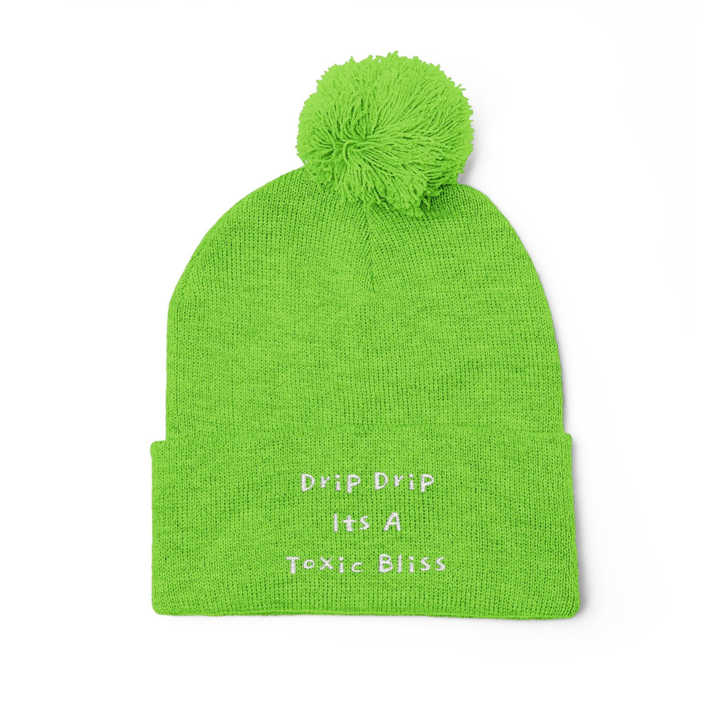 Y. Drip Drip White Pom-Pom Knit Cap (Embroidery)