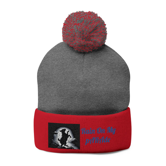 X. Blue Rain On My pARAde Pom-Pom Knit Cap