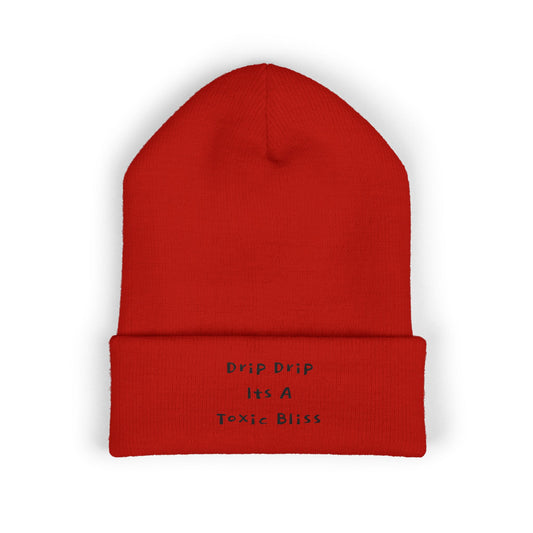 Z. Drip Drip Black Beanie (Embroidery)