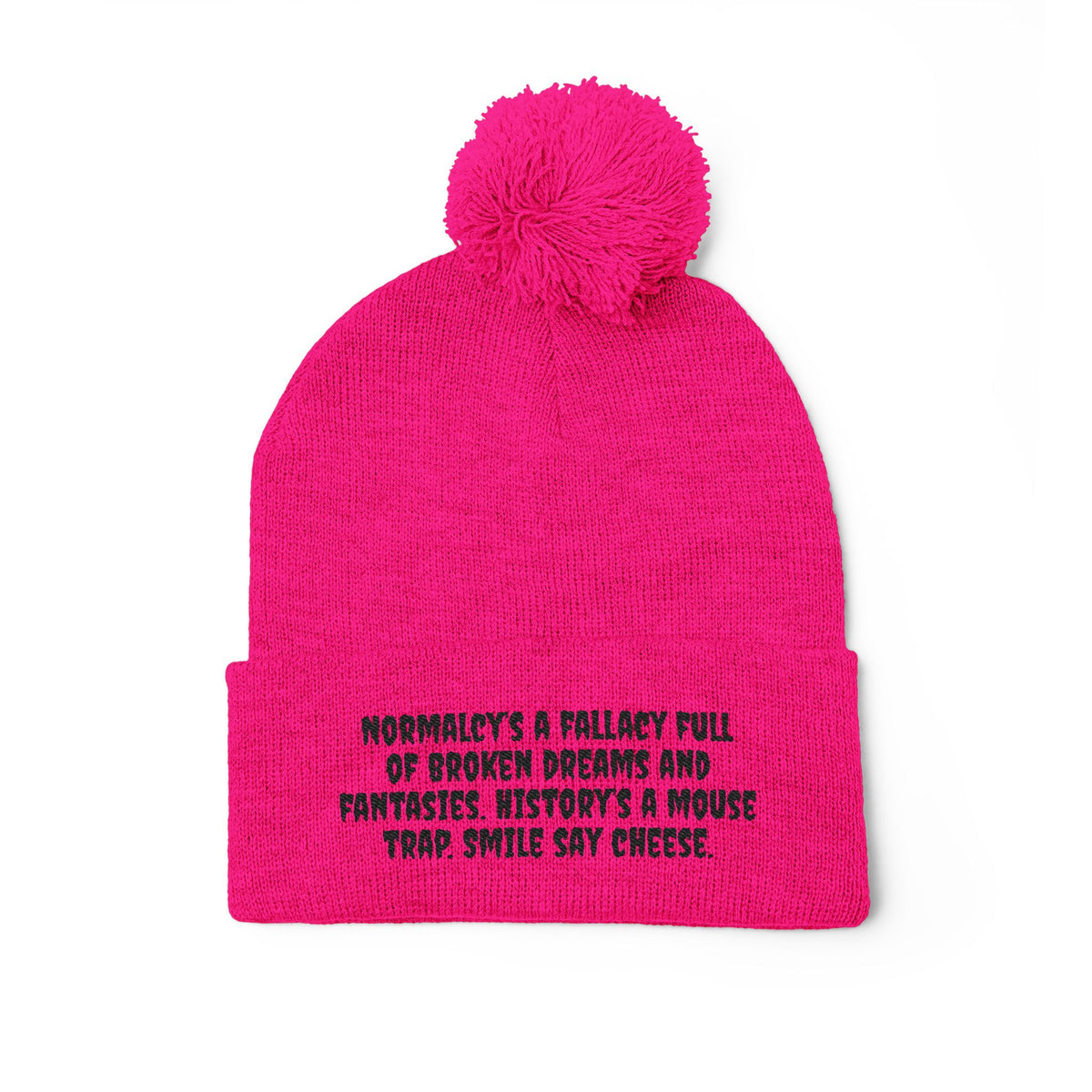 Z. Black Normalcy's a Fallacy Pom-Pom Knit Cap