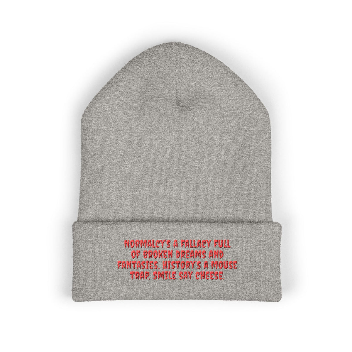Y. Red Normalcy's a Fallacy Beanie (Embroidery)