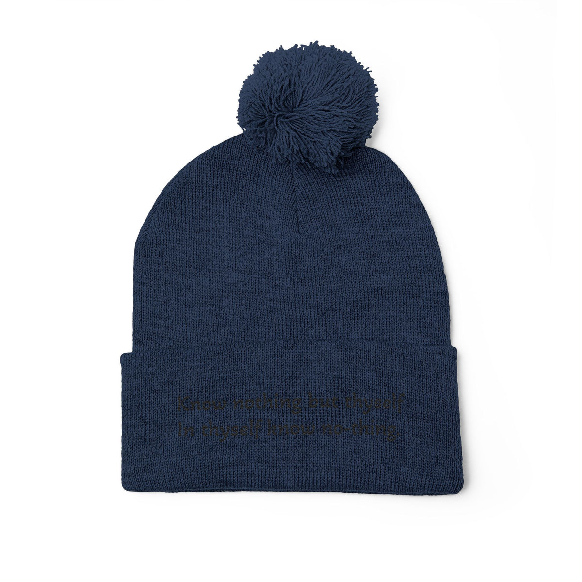 W. Know Nothing Black Pom-Pom Knit Cap (Embroidery)