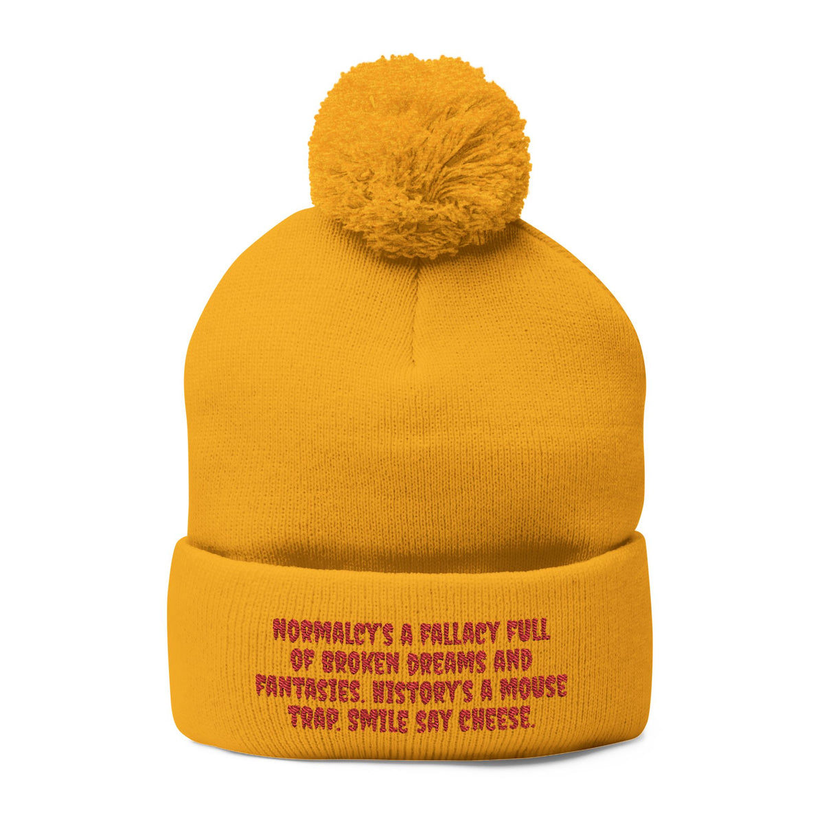 Z. Red Normalcy's a Fallacy Pom-Pom Knit Cap