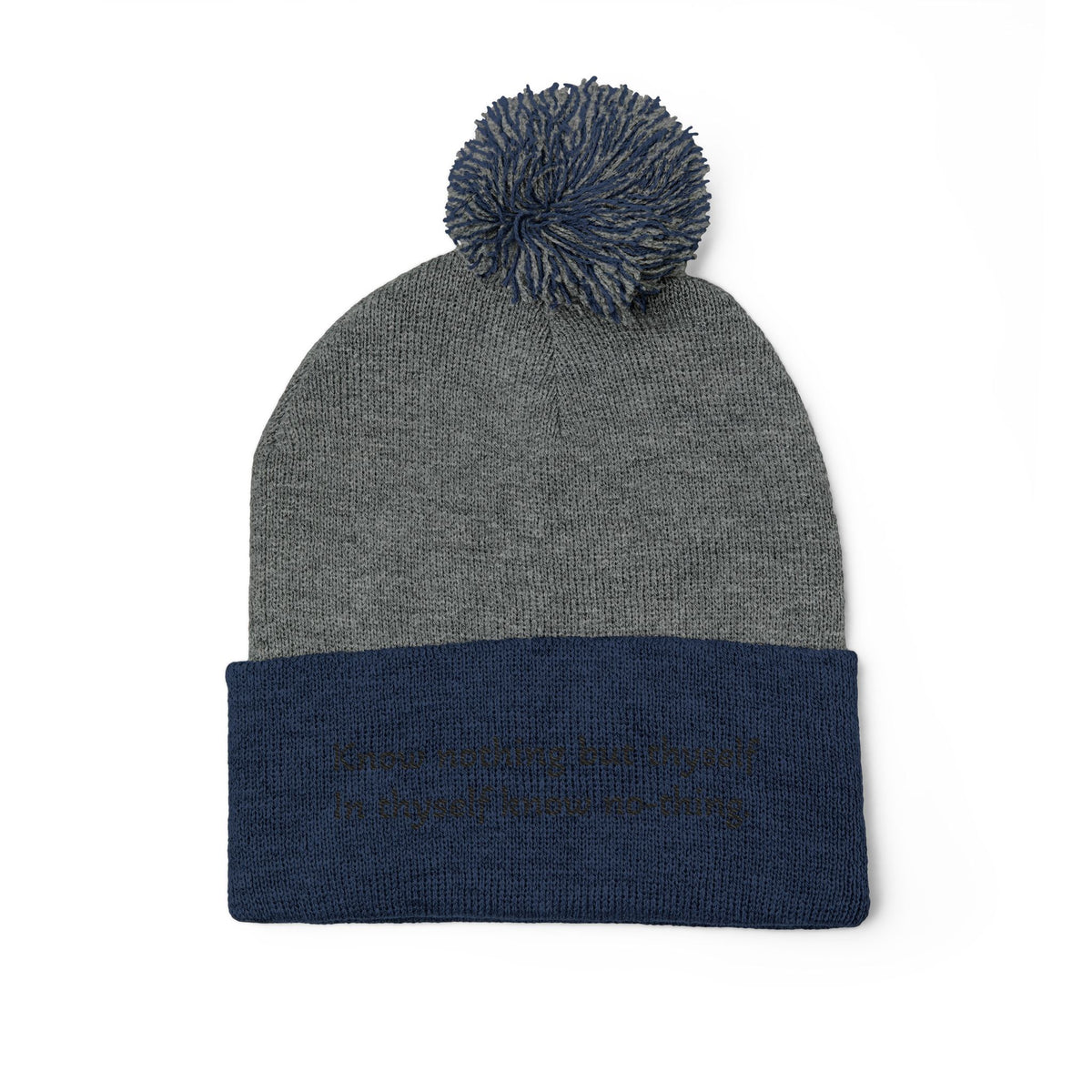 W. Know Nothing Black Pom-Pom Knit Cap (Embroidery)