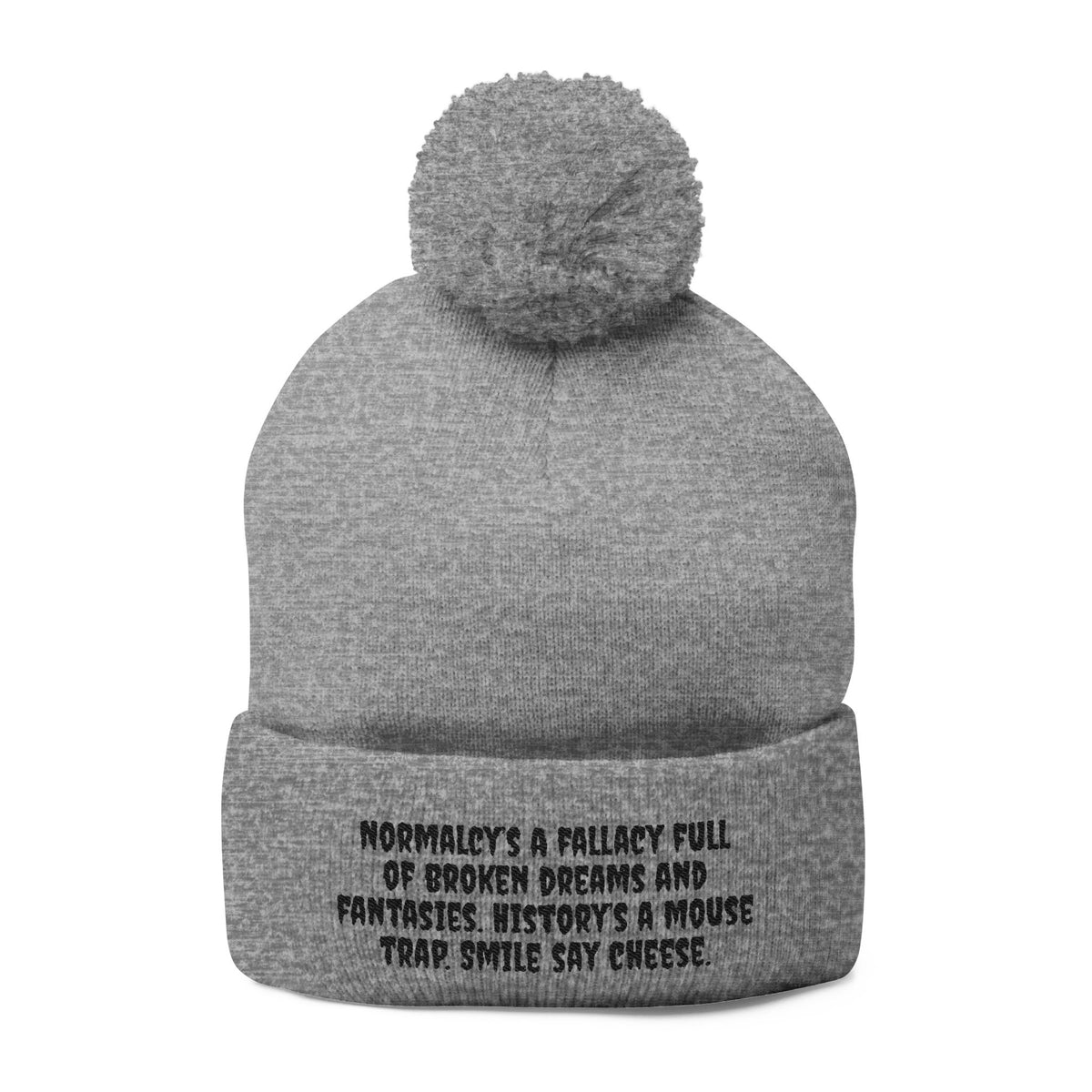 Z. Black Normalcy's a Fallacy Pom-Pom Knit Cap