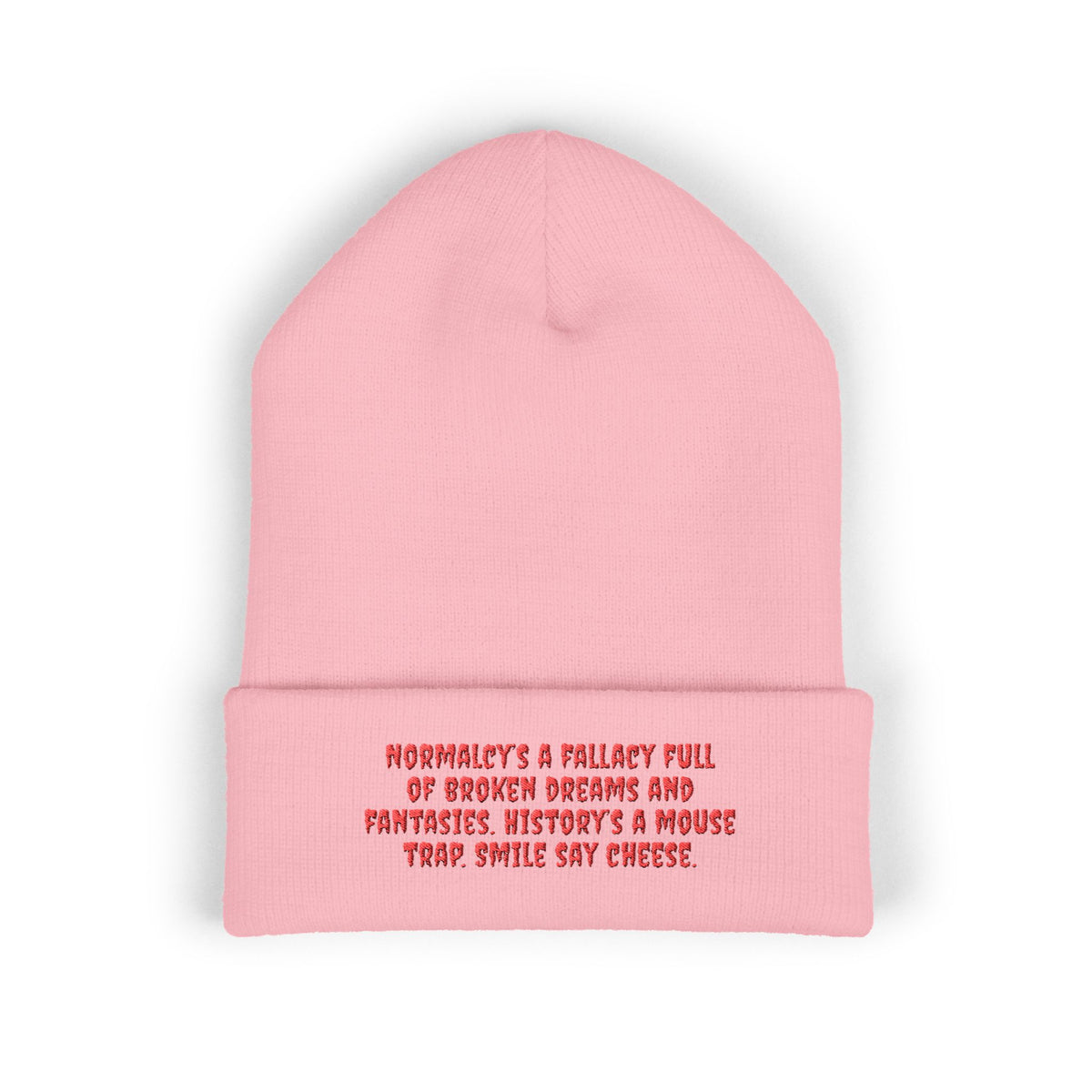 Y. Red Normalcy's a Fallacy Beanie (Embroidery)
