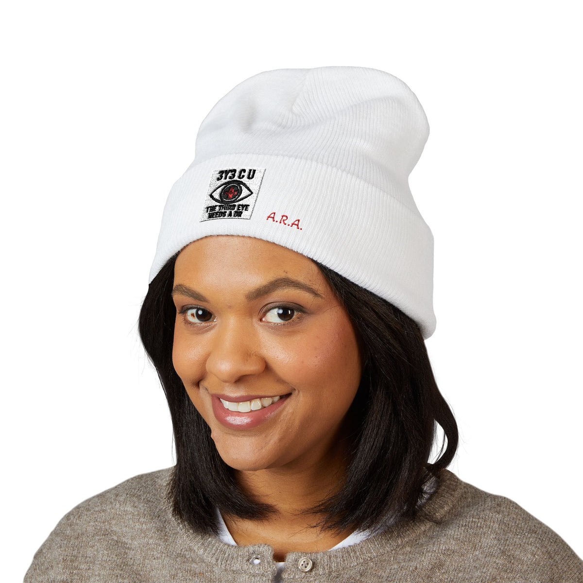 X. 3Y3 C U Red Beanie (Embroidery)