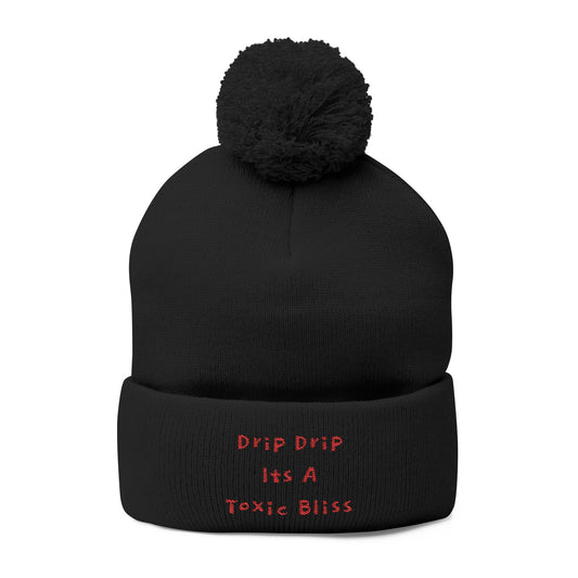 Y. Drip Drip Red Pom-Pom Knit Cap (Embroidery)