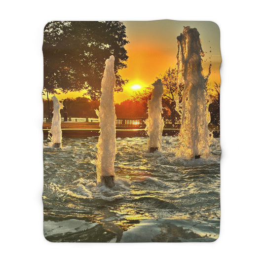 B. Riverside Fountain Sunset Blanket