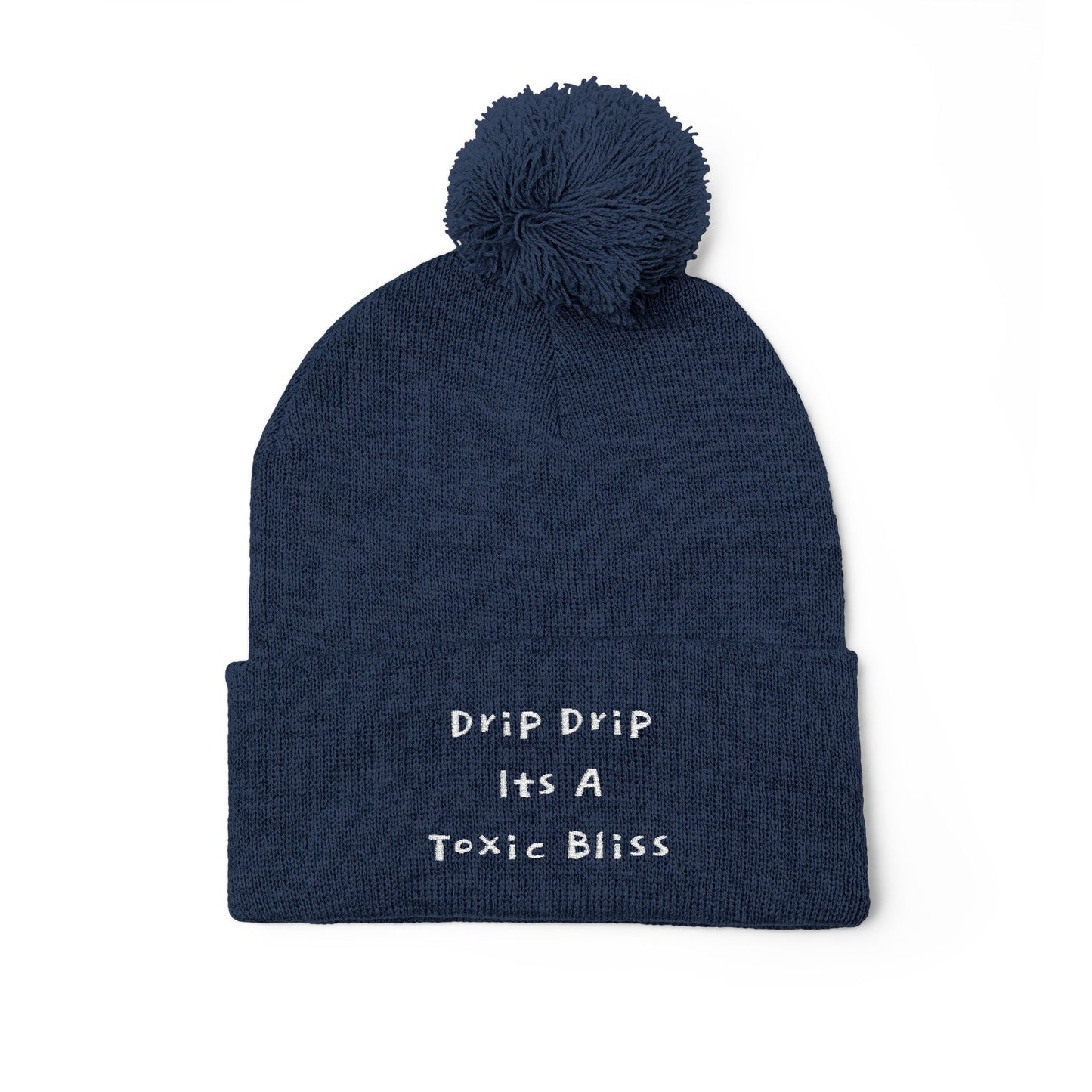 Y. Drip Drip White Pom-Pom Knit Cap (Embroidery)