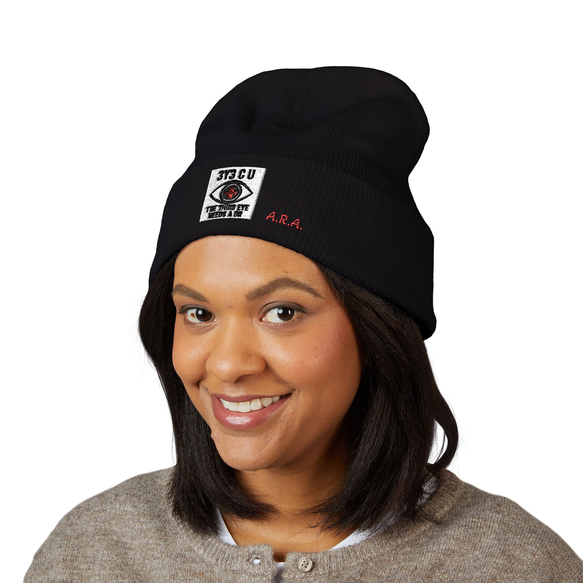 X. 3Y3 C U Red Beanie (Embroidery)