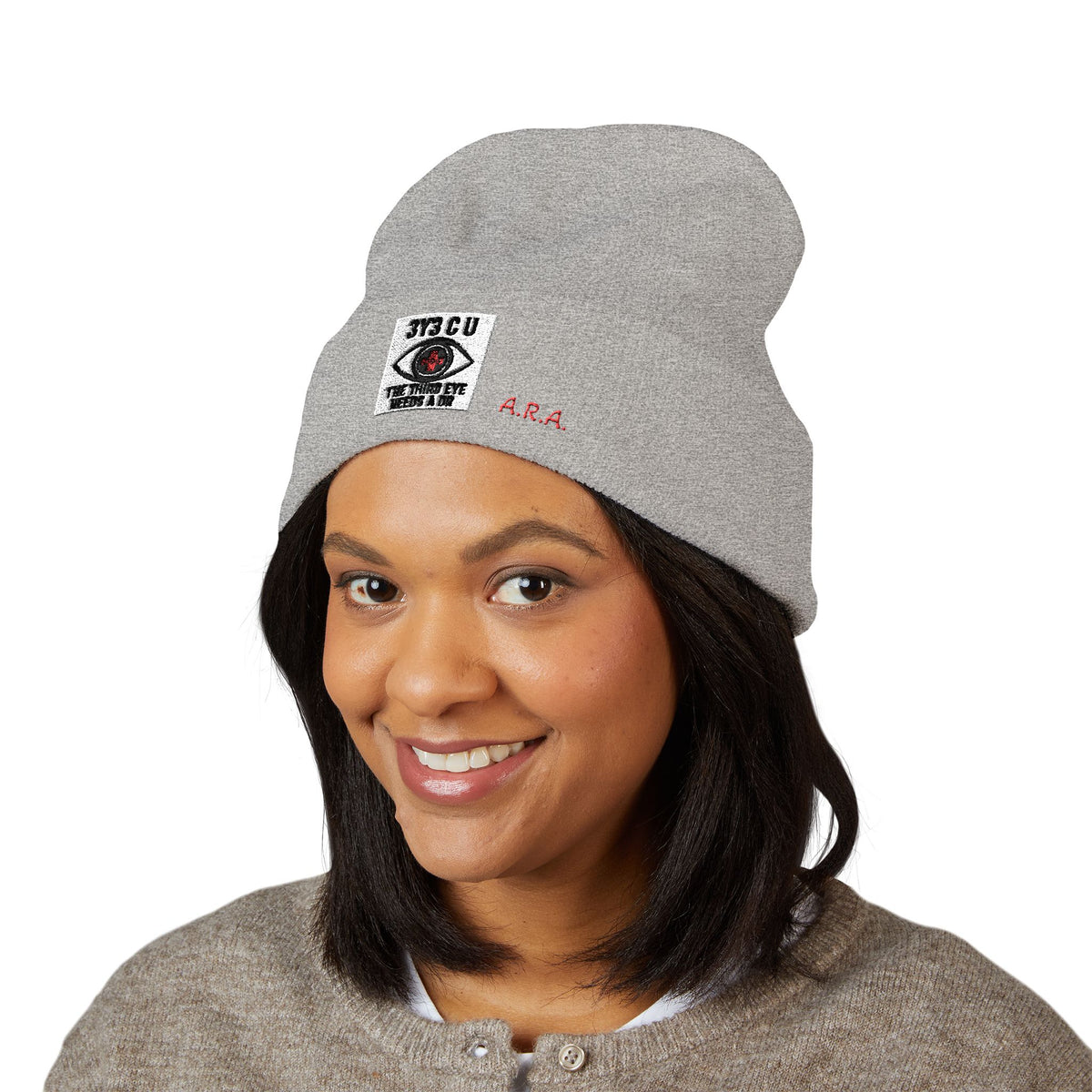 X. 3Y3 C U Red Beanie (Embroidery)