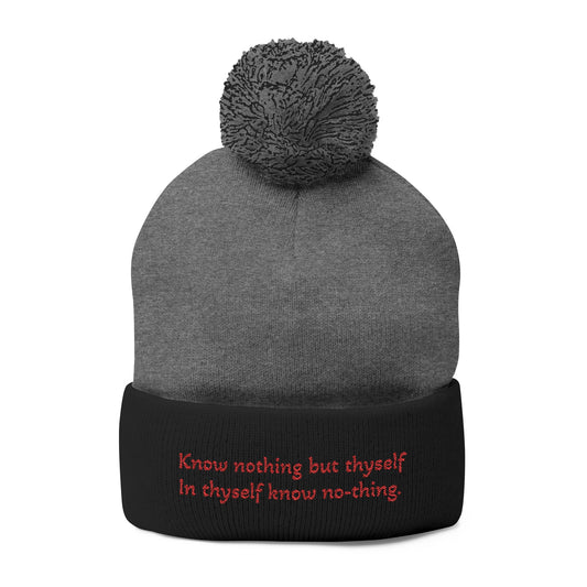 W. Know Nothing Red Pom-Pom Knit Cap (Embroidery)