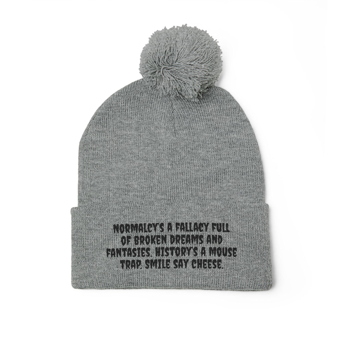 Z. Black Normalcy's a Fallacy Pom-Pom Knit Cap
