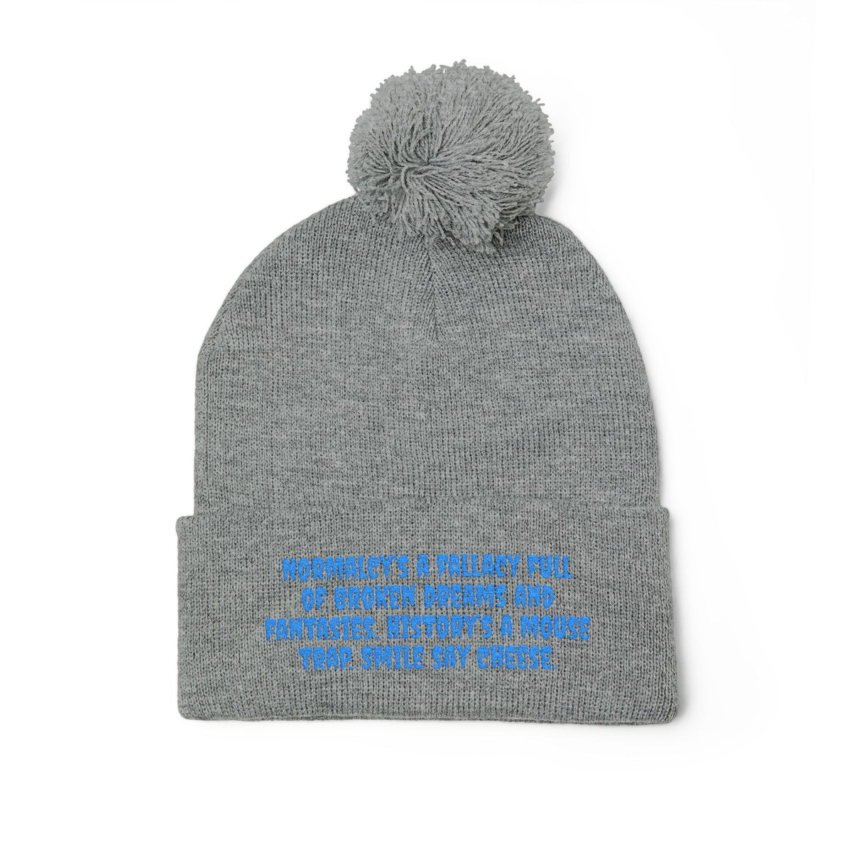 Z. Blue Normlacy's a Fallacy Pom-Pom Knit Cap