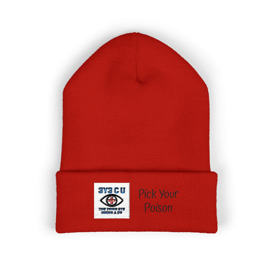 X. Pick Your Poison Black Beanie (Embroidery)