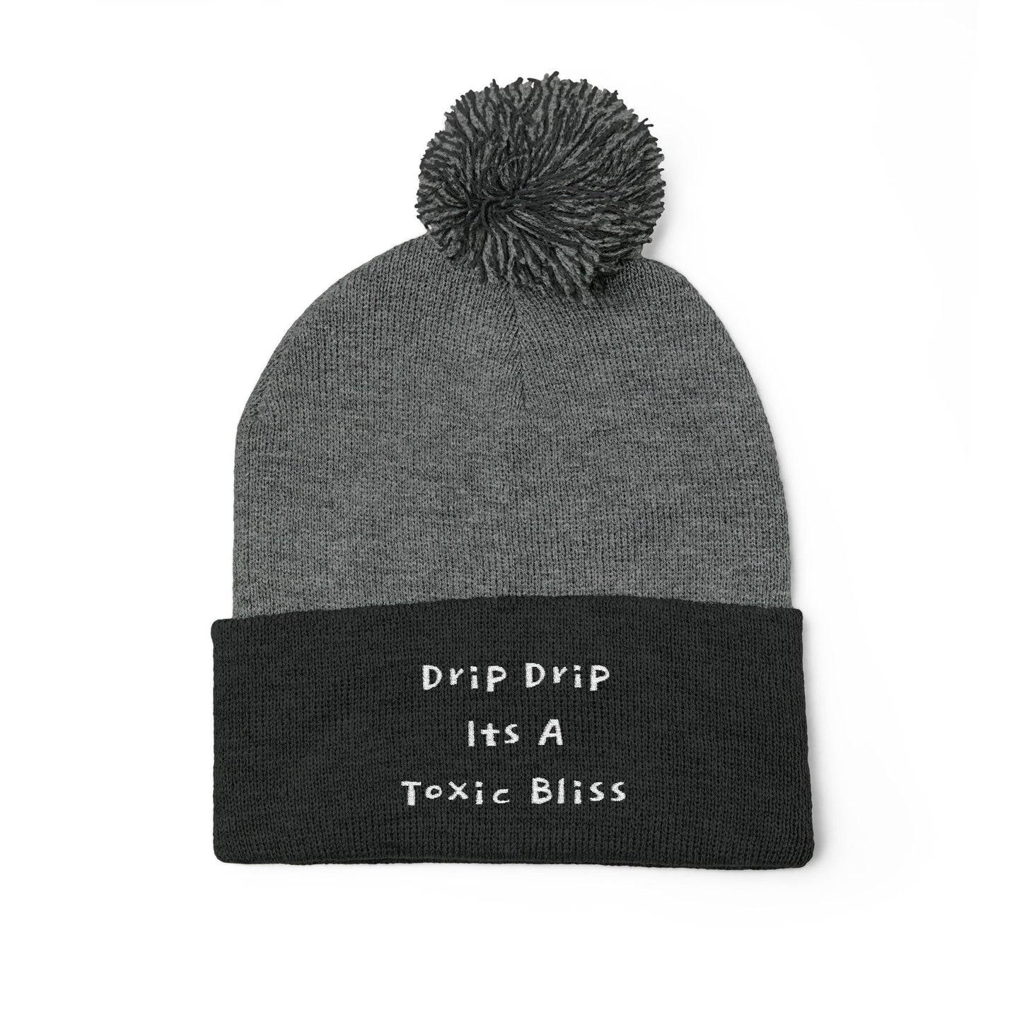 Y. Drip Drip White Pom-Pom Knit Cap (Embroidery)