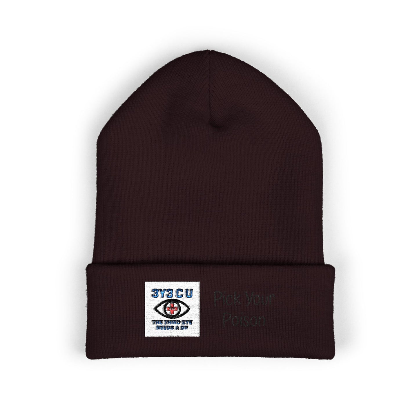 X. Pick Your Poison Black Beanie (Embroidery)