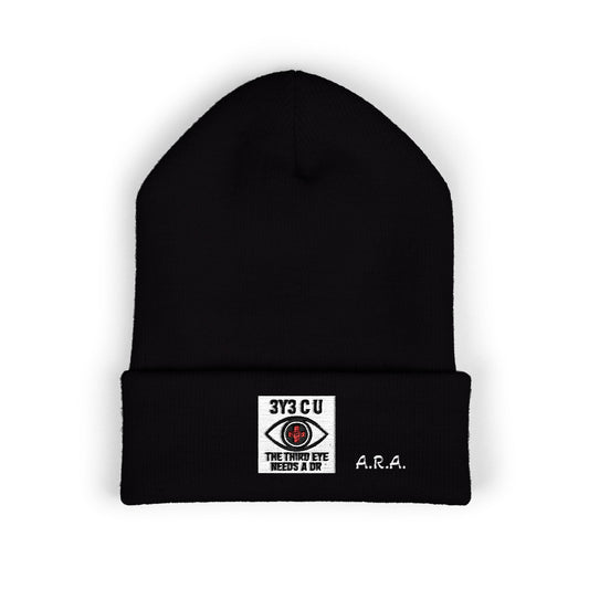 X. 3Y3 C U White Beanie (Embroidery)