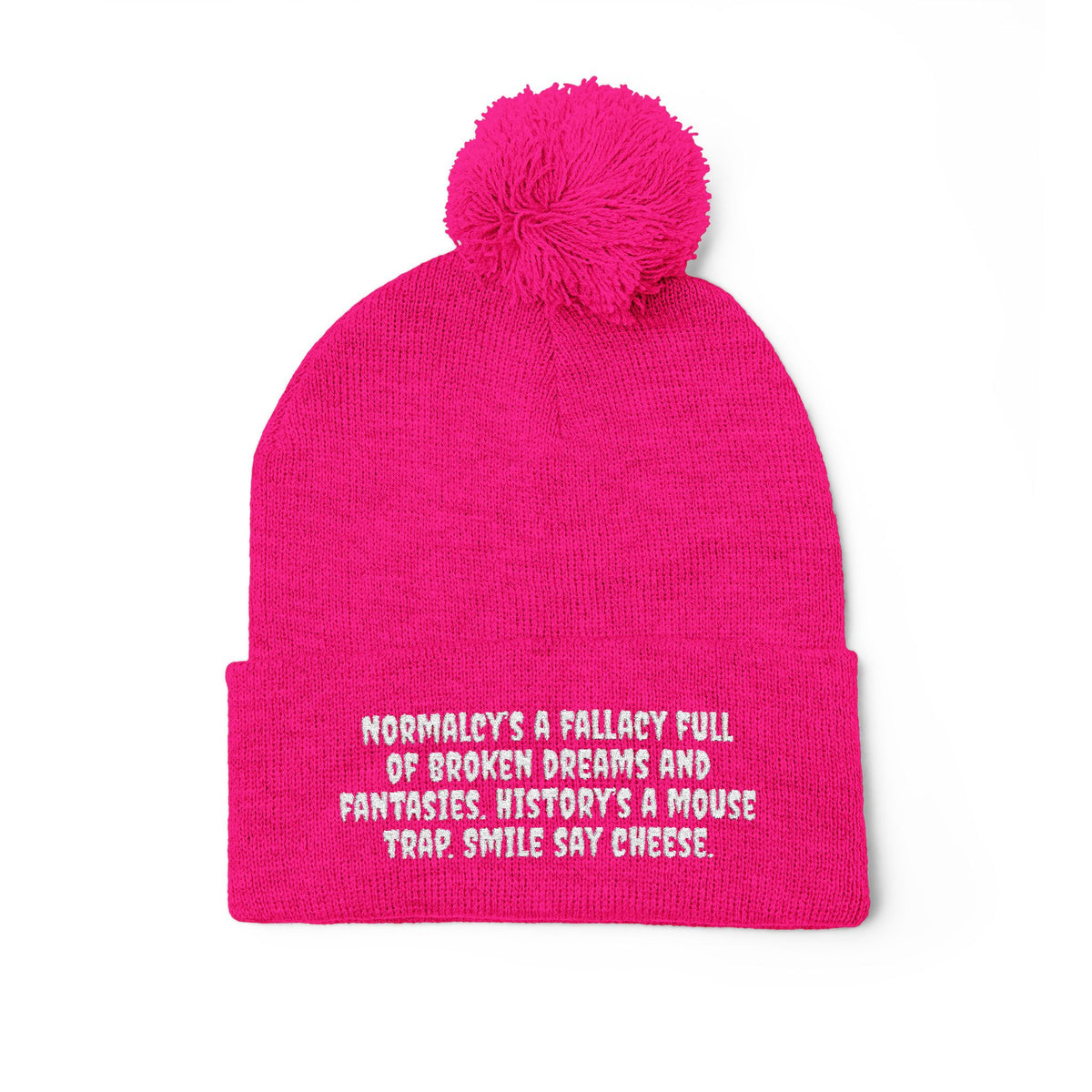 Z. White Normalcy's a Fallacy Pom-Pom Knit Cap