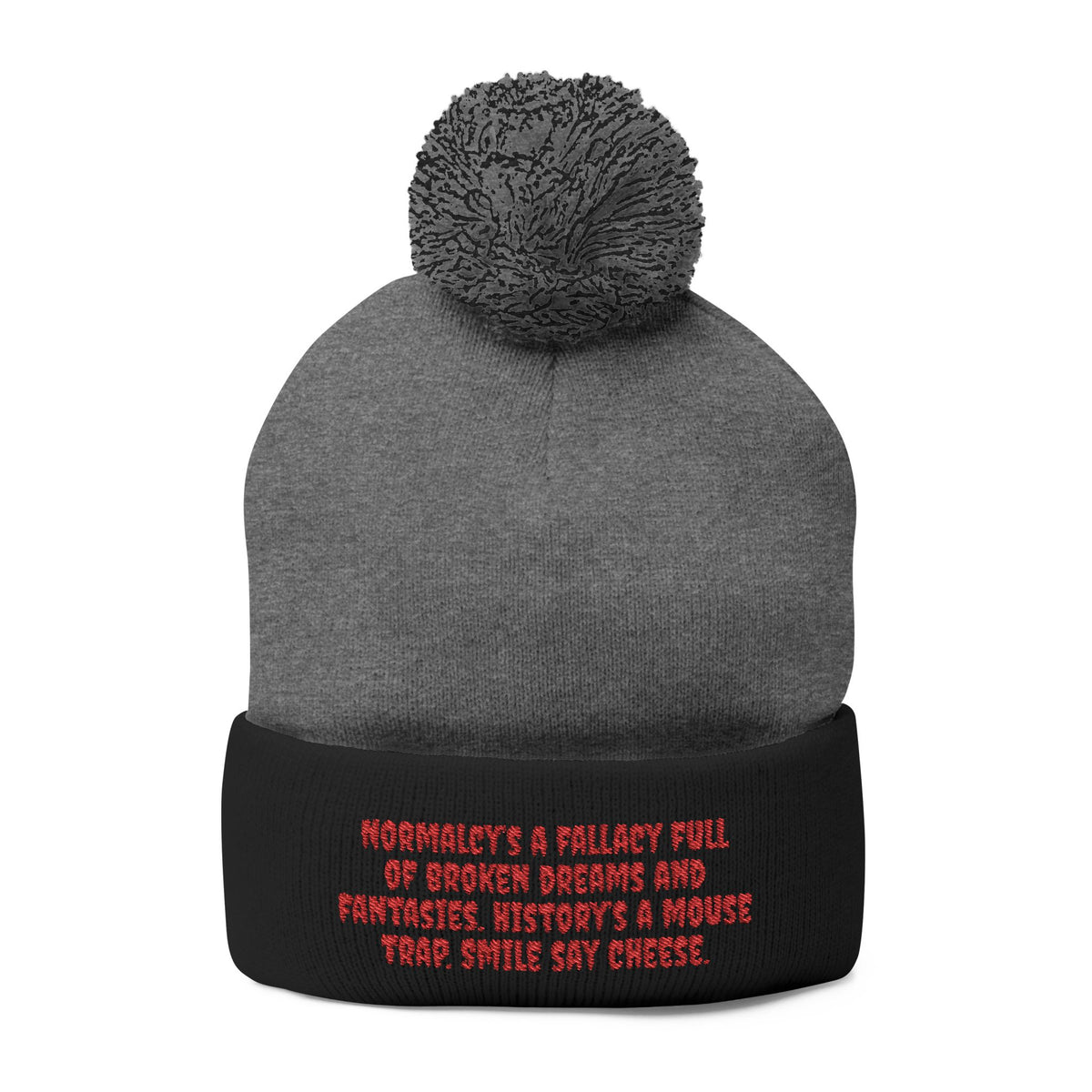 Z. Red Normalcy's a Fallacy Pom-Pom Knit Cap