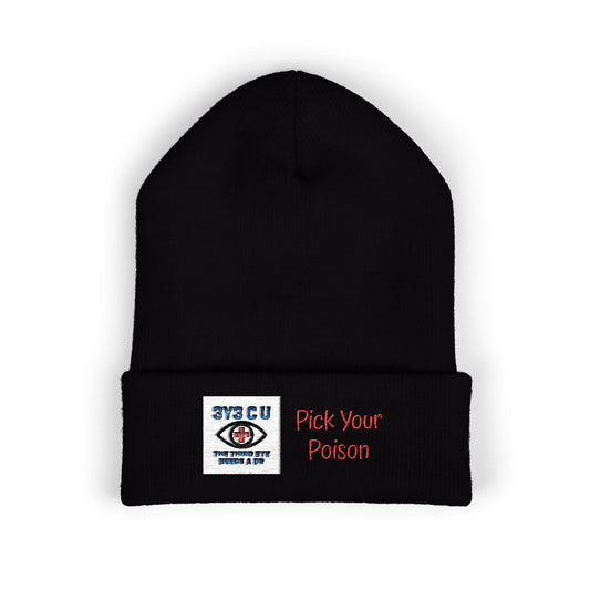 X. Pick Your Poison Red Beanie (Embroidery)