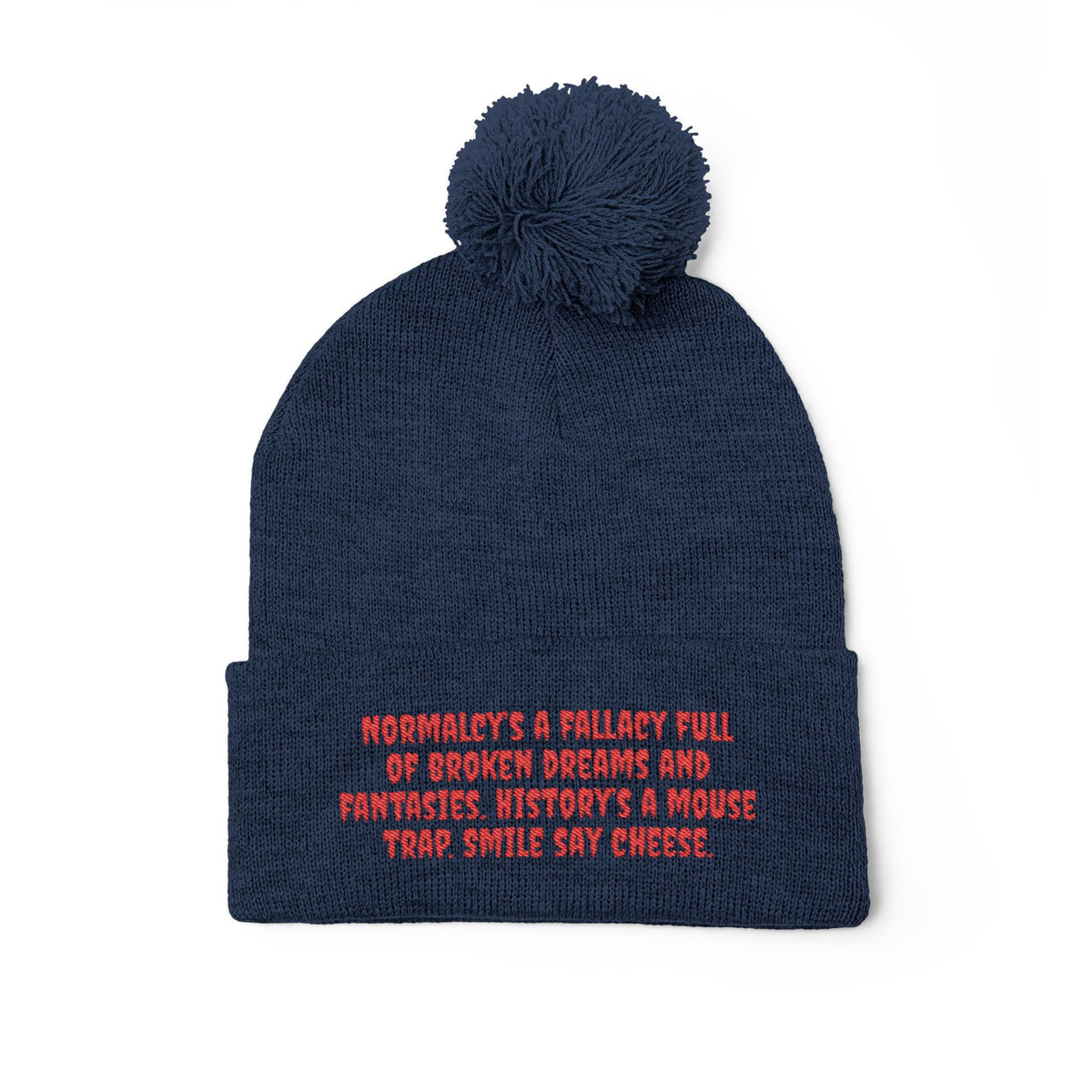 Z. Red Normalcy's a Fallacy Pom-Pom Knit Cap